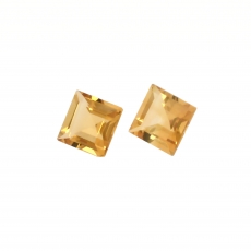 Citrine Square 7mm Matching Pair Approximately 3 Carat