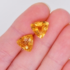 Citrine Trillion 10mm Matching Pair Approximately 6.50 Carat