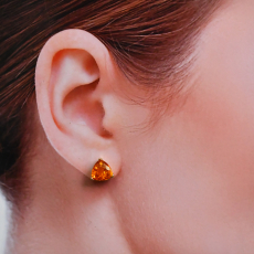 Citrine Trillion 4.80 Carat Stud Earring With 14K Yellow Gold