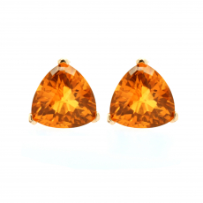 Citrine Trillion 4.80 Carat Stud Earring With 14K Yellow Gold