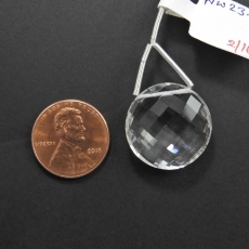 Clear Quartz Drop Round 20MM Drilled Bead Single Pendant Piece