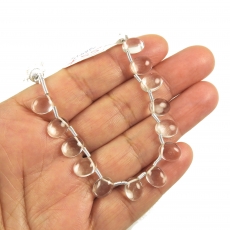 Clear Quartz Drops Oval 9x7mm Drilled Beads 11 Pieces Line