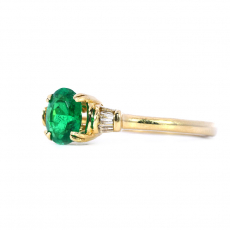 Colombian Emerald 0.75 Carat Ring In 14K Yellow Gold Accented With Diamonds