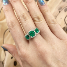 Colombian Emerald 1.84 Carat Ring with Accent Diamonds in 14K White Gold