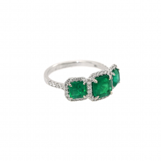 Colombian Emerald 1.84 Carat Ring with Accent Diamonds in 14K White Gold