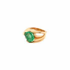 Colombian Emerald Emerald Cut 3.96 Carat Ring in 14K Yellow Gold with Accent Diamonds