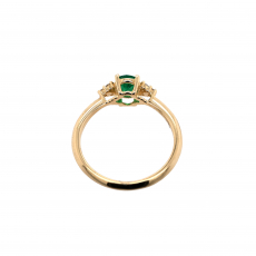 Colombian Emerald Oval 0.47 Carat Ring with Accent Diamonds in 14K Yellow Gold