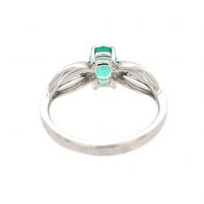 Colombian Emerald Oval 0.57 Carat Ring with Diamond Accent in 14K White Gold