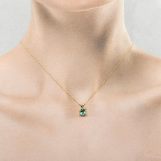 Colombian Emerald Oval 0.66 Carat Pendant in 14K Yellow Gold(Chain Not Included)