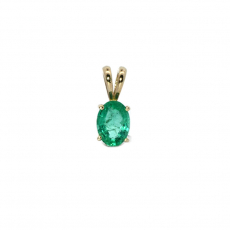 Colombian Emerald Oval 0.66 Carat Pendant in 14K Yellow Gold(Chain Not Included)