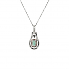 Colombian Emerald Oval 0.66 Carat Pendant with Accent Diamonds in 14K Dual Tone (White/Rose) Gold