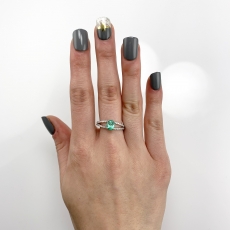 Colombian Emerald Oval 0.83 Carat Ring with Diamond Accent in 14K White Gold