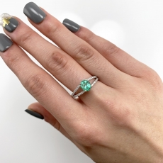 Colombian Emerald Oval 0.83 Carat Ring with Diamond Accent in 14K White Gold