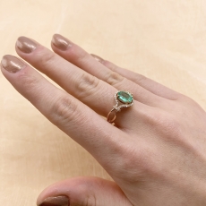 Colombian Emerald Oval 0.85 Carat Ring With Diamond Accent in 14K Rose Gold