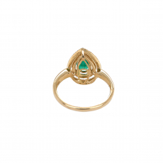 Colombian Emerald Pear Shape 0.67 Carat Ring with Accent Diamonds in 14K Yellow Gold