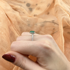 Colombian Emerald Pear Shape 0.76 Carat Ring with Accent Diamonds in 14K White Gold
