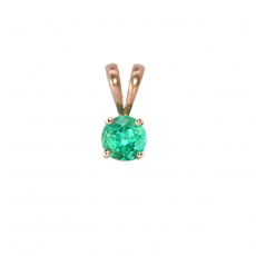 Colombian Emerald Round 0.48 Carat Pendant in 14K Rose Gold(Chain Not Included)