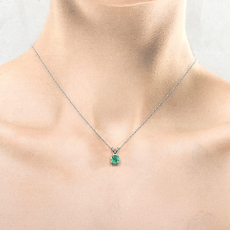 Colombian Emerald Round 0.49 Carat Pendant in 14K White Gold(Chain Not Included)