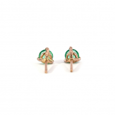 Colombian Emerald Round 0.54 Carat Stud Earring In 14K Rose Gold
