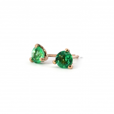 Colombian Emerald Round 0.54 Carat Stud Earring In 14K Rose Gold