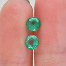 Colombian Emerald Round 4.9mm Matching Pair 0.99 Carat