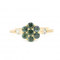 Color Changing Alexandrite 0.69 Carat Floral Ring In 14K Yellow Gold Accented With Diamonds