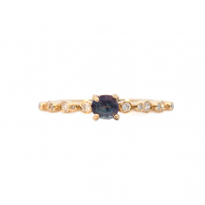 Color Changing Natural Alexandrite Round 0.39 Carat Ring In 14k Yellow Gold With Accent Diamond (RG2717)