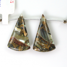 Copper Abalone Shell  Drops Conical Shape 30X19mm Drilled Beads Matching Pair