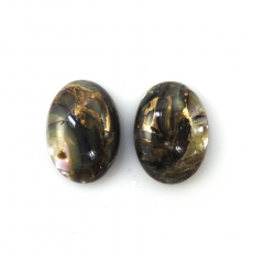 Copper Abalone Shell Cabs Oval 14x10mm Matched Pair Approximately 11 Carat