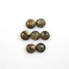 Copper Abalone Shell Cabs Round 7x7x3mm Approx  9 Carat