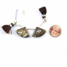 Copper Abalone Shell Fan Shape 16x22mm Drilled Beads Matching Pair