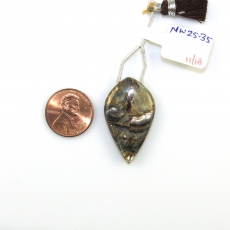 Copper Abalone Shell Leaf Shape Drops 34x20mm Pendant Piece