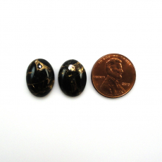 Copper Black Obsidian Cab Oval 16X12mm Approximately 13 Carat.