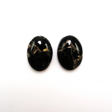 Copper Black Obsidian Cab Oval 18X13mm Approximately 19 Carat.