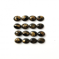 Copper Black Obsidian Cab Oval 7X5mm Approximately 9 Carat.