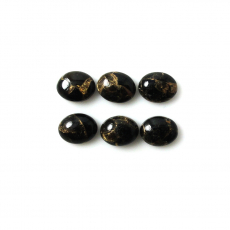 Copper Black Obsidian Cab Oval 9X7mm Approximately 9 Carat.