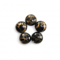 Copper Black Obsidian Cab Round 10mm Approximately 16 Carat.