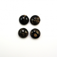 Copper Black Obsidian Cab Round 11mm Approximately 17.00 Carat.