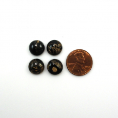 Copper Black Obsidian Cab Round 11mm Approximately 17.00 Carat.