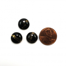 Copper Black Obsidian Cab Round 12mm Approximately 15 Carat.