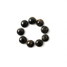 Copper Black Obsidian Cab Round 7mm Approximately 8 Carat.