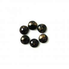 Copper Black Obsidian Cab Round 8mm Approximately 10 Carat.