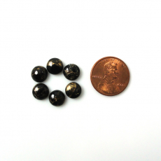 Copper Black Obsidian Cab Round 8mm Approximately 10 Carat.