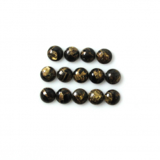Copper Black Obsidian Round 5mm Approximately 6 Carat.