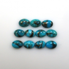 Copper Blue Turquoise Cab 7X5mm Approximately 8 Carat