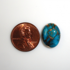 Copper Blue Turquoise Cab Oval 16X12mm Single Piece Approximately 6.5 Carat.