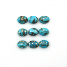 Copper Blue Turquoise Cab Oval 8X6mm Approximately 10 Carat.