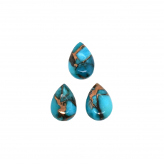 Copper Blue Turquoise Cab Pear Shape 10x7mm Approximately 6 Carat