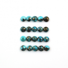 Copper Blue Turquoise Cab Round 4mm Approximately 5 Carat