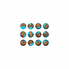 Copper Blue Turquoise Cab Round 6mm Approximately 9 Carat